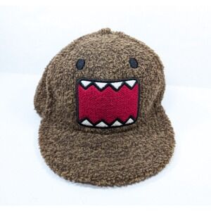 READ Y2K Domo Hat Flocked Fluffy Brown Fur Broken Visor